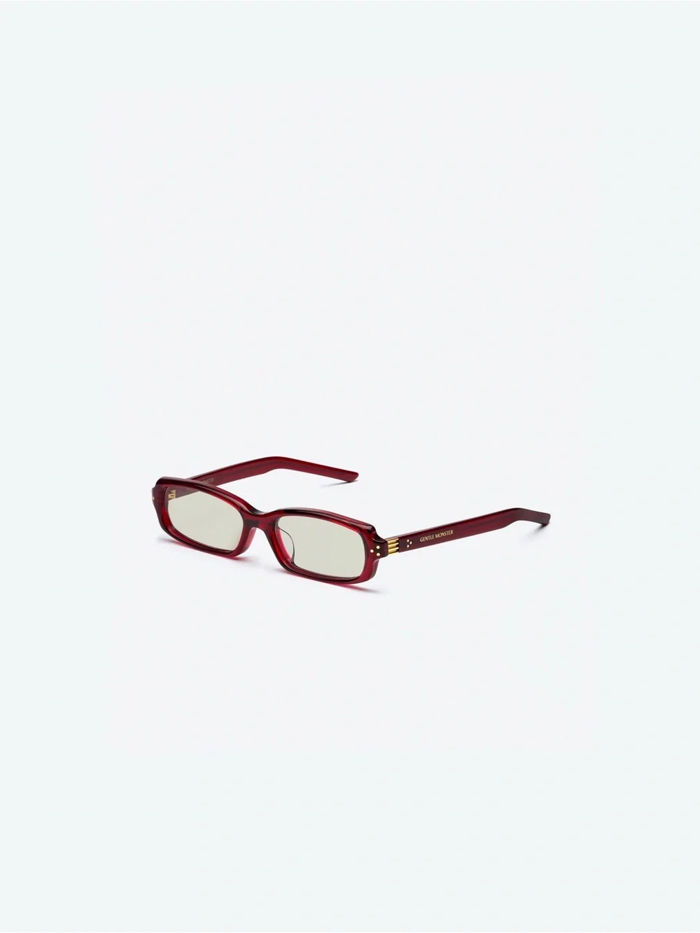 GENTLE MONSTER Burgundy Rectangular Sunglasses with Gold Accents